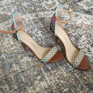 Chinese Laundry ZLovely Holiday Teal Mutli Strappy Heal size 8